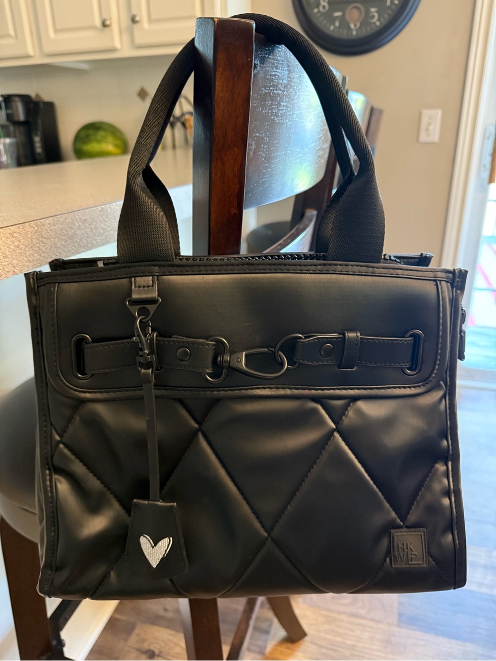 iHKWIP Superstar satchel tote w/ crossbody strap in black metallic EUC
